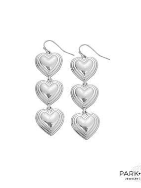 Fable Silver Earrings| Triple-Heart Dangle Earrings | NEW